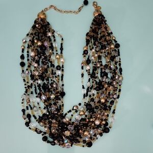 Joan Rivers Black and Gold Multi-Strand Necklace From The Torsade Collection